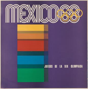 VARIOUS ARTISTS. MEXICO / JUEGOS DE LA XIX OLIMPIADA. Group of 4 posters. 1968. Each approximately 35x35 inches, 90x90 cm.